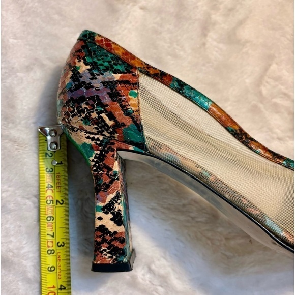 Vintage Heels J. Renee Size 9 Multicolored Snakeskin Metallic Orange Teal - Picture 14 of 16